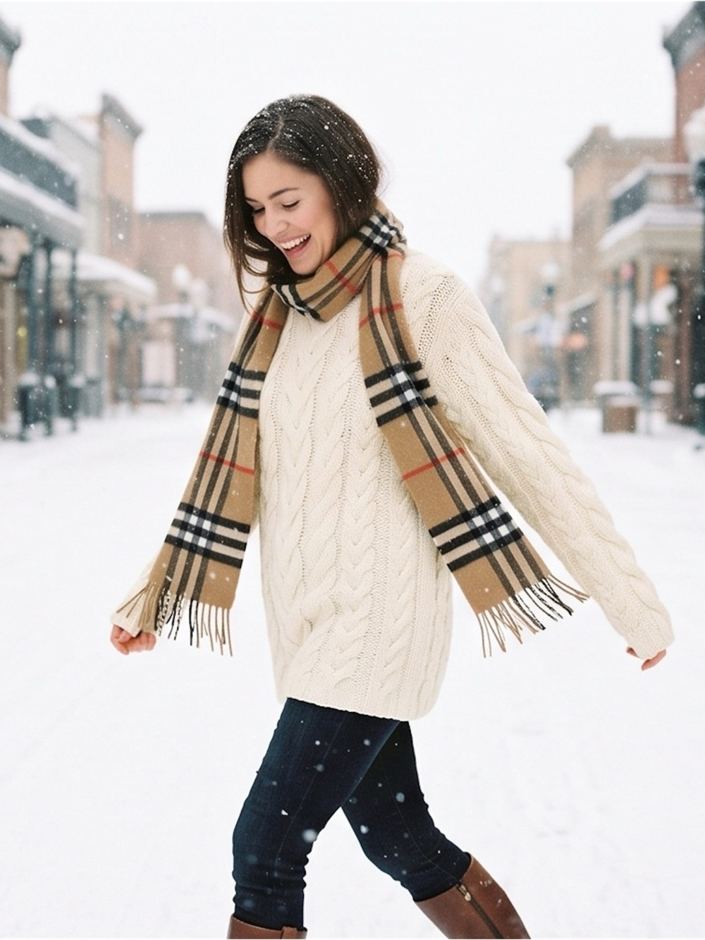 Women's Funnel Neck Oversized Sweater Cable Knit Ivory Beige S MSRP $189